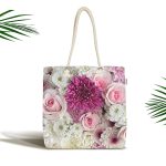 - Canta-55 - Realhomes Çiçek Demeti Dijital Baskılı Kumaş Plaj Çantası Realhomes