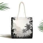 - Canta-5503 - Realhomes Doğa Temalı Palmiye Ağaç Desenli Kumaş Plaj Çantası Realhomes