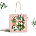 Pembe Summer Flamingo Özel Tasarım Kumaş Plaj Çantası Realhomes