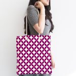 Mor Dairesel Geometrik Dijital Baskılı Kumaş Plaj Çantası Realhomes