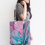Büyüleyici Renklerde Tropik Yaprak Desenli Kumaş Plaj Çantası Realhomes