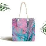 Büyüleyici Renklerde Tropik Yaprak Desenli Kumaş Plaj Çantası Realhomes