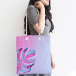 - Canta-5518sag-1 - Realhomes Neon Zeminli Devetabanı Motifli Kumaş Plaj Çantası Realhomes