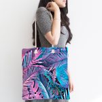Tropik Yapraklı Özel Tasarım Dijital Baskılı Modern Kumaş Plaj Çantası Realhomes