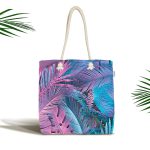 Tropik Yapraklı Özel Tasarım Dijital Baskılı Modern Kumaş Plaj Çantası Realhomes