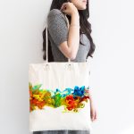 Renkli Duman Temalı Kumaş Plaj Çantası Realhomes