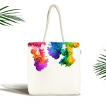 - Canta-5558 - Realhomes Renkli Duman Dijital Baskılı Kumaş Plaj Çantası Realhomes