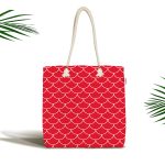 - Canta-556 - Realhomes Kırmızı Pul Desenli Dijital Baskılı Kumaş Plaj Çantası Realhomes