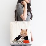 Sevimli Kedi Desenli Dijital Baskılı Kumaş Plaj Çantası Realhomes
