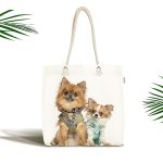 Sevimli Köpekler Dijital Baskılı Kumaş Plaj Çantası Realhomes