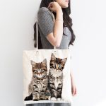 Sevimli Tekir Kedicikler Kumaş Plaj Çantası Realhomes