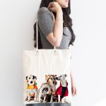 - Canta-5619-1 - Realhomes Çeşitli Köpek Desenli Dijital Baskılı Kumaş Plaj Çantası Realhomes