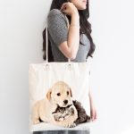 - Canta-5622-1 - Realhomes Köpek ve Kedili Dijital Baskılı Kumaş Plaj Çantası Realhomes
