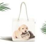 - Canta-5622 - Realhomes Köpek ve Kedili Dijital Baskılı Kumaş Plaj Çantası Realhomes