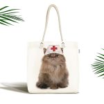 - Canta-5624 - Realhomes Hemşire Şapkalı Sevimli Kedi Dijital Baskılı Kumaş Plaj Çantası Realhomes