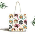 Sevimli Hayvanlar ve Balık İskeletli Kumaş Plaj Çantası Realhomes