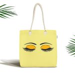 - Canta-565 - Realhomes Sarı Zeminde Kirpik Motifli Kumaş Plaj Çantası Realhomes