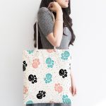Kedi Ayak İzli Pati Desenli Kumaş Plaj Çantası Realhomes