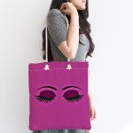 - Canta-566-1 - Realhomes Mor Zeminde Kirpik Motifli Kumaş Plaj Çantası Realhomes