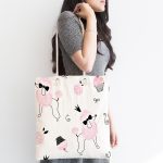 Çizgi Köpek Desenli Dijital Baskılı Kumaş Plaj Çantası Realhomes