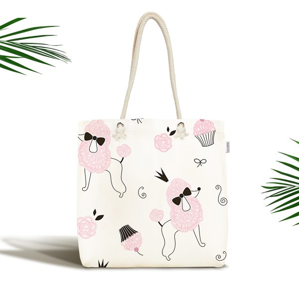 Kedi Ayak İzli Pati Desenli Kumaş Plaj Çantası Realhomes