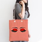 Yavru Ağzı Rengi Zeminde Kirpik Motifli Kumaş Plaj Çantası Realhomes