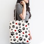 Köpek Ayak İzi Desenli Dijital Baskılı Kumaş Plaj Çantası Realhomes