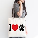 - Canta-5684-1 - Realhomes I Love Dijital Baskılı Pati İzi Kumaş Plaj Çantası Realhomes