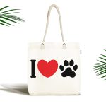 - Canta-5684 - Realhomes I Love Dijital Baskılı Pati İzi Kumaş Plaj Çantası Realhomes