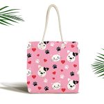 - Canta-5700 - Realhomes Kalpli Köpek ve Kedi Dijital Baskılı Kumaş Plaj Çantası Realhomes