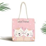 - Canta-5708 - Realhomes Realhomes Best Friends Kediler Özel Tasarımlı Kumaş Plaj Çantası Realhomes