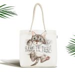 - Canta-5712 - Realhomes Sevimli Kedi Desenli Dijital Baskılı Kumaş Plaj Çantası Realhomes