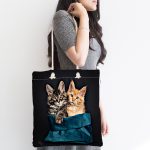 - Canta-5731-1 - Realhomes Sevimli Kedi Desenli Dijital Baskılı Kumaş Plaj Çantası Realhomes