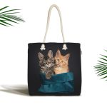 - Canta-5731 - Realhomes Sevimli Kedi Desenli Dijital Baskılı Kumaş Plaj Çantası Realhomes