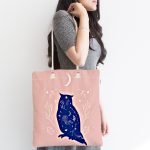 - Canta-5749-1 - Realhomes Bej Pembe Zeminde Mavi Baykuş Motifli Kumaş Plaj Çantası Realhomes