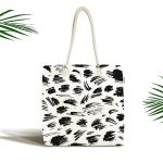 Beyaz Zeminde Anlamsız Çizgiler Motifli Kumaş Plaj Çantası Realhomes