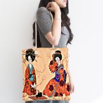 - Canta-5793-1 - Realhomes Uzak Doğu Kültürlü Japon Kadın Dijital Baskılı Kumaş Plaj Çantası Realhomes