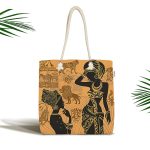 - Canta-5809 - Realhomes Etnik Afrika Desenli Modern Kumaş Plaj Çantası Realhomes