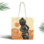 - Canta-5812 - Realhomes Başında Vazo Taşıyan Etnik Afrika Desenli Modern Kumaş Plaj Çantası Realhomes