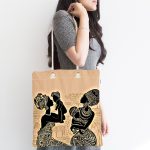 - Canta-5820-1 - Realhomes Etnik Desen Zeminli Bebekli Afrika Kadın Motifli Modern Kumaş Plaj Çantası Realhomes