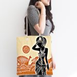 - Canta-5830-1 - Realhomes Etnik Desen Zeminli Afrika Kadın Motifli Kumaş Plaj Çantası Realhomes