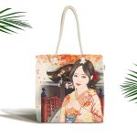 - Canta-5831 - Realhomes Japon Kültürü Zeminli Modern Kumaş Plaj Çantası Realhomes
