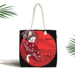 Kırmızı Yelpazeli Şaman Japan Kadın Kumaş Plaj Çantası Realhomes