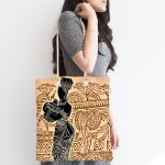 - Canta-5839-1 - Realhomes Etnik Desen Zeminli Afrika Kadın Motifli Kumaş Plaj Çantası Realhomes