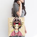 - Canta-5842-1 - Realhomes Masum Baskan Japon Kız Motifli Modern Kumaş Plaj Çantası Realhomes