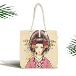 - Canta-5842 - Realhomes Masum Baskan Japon Kız Motifli Modern Kumaş Plaj Çantası Realhomes