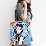 Çiçek Detaylı Modern Kadın Motifli Kumaş Plaj Çantası Realhomes