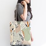 Realhomes Soyut Tarazda Çiçek Desenli Dijital Baskılı Özel Rengarenk Kumaş Plaj Çantası Realhomes