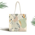 Realhomes Soyut Tarazda Çiçek Desenli Dijital Baskılı Özel Rengarenk Kumaş Plaj Çantası Realhomes