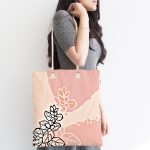Soyut Tarzda Pastel Çiçek Figürlü Dijital Baskılı Kumaş Plaj Çantası Realhomes